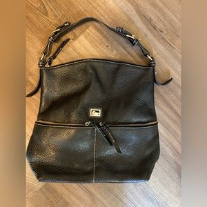 Dooney & Bourke Shopper Tote Black Leather Hobo Large Shoulder Bag Purse Vintage